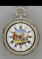 English pair cese verge repoussé verge pocket watch, signed: 'May, London', ca 1760. Diameter 50 mm