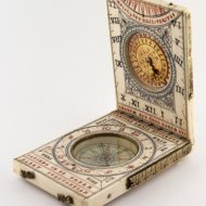 Antique ivory Nurnberg diptych sundial by Hans Troschel, 1617