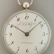 Antique dutch silver verge pocket watch, signed: ' J.A. de Wolf te Middelburg', ca 1810