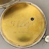 Antique dutch silver verge pocket watch, signed: ' J.A. de Wolf te Middelburg', ca 1810