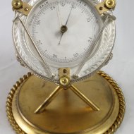 Antique aneroid english barometer in drum model, gilded and silvered.