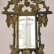 Black Forrest carved mercury barometer, 'Herm. Wiere, Frankfurt am Main'.