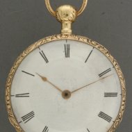 18k golden 4/4 repeating pocket watch with silver dial.