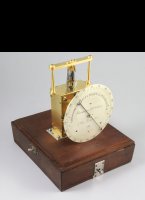 Electrical chronometer from professor Jacques Arsène d'Arsonval used to measure the response time of nervous impressions. Constructed by Charles Versin, 7 Rue Linné, Paris en 1890.
In good working condition.
