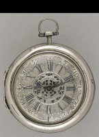 Jan Verhoeven was probably also working in Dordrecht. This silver watch has a typical dutch mork pendulum with inscription: 'Godt geeft u segen' (God blesses you), No hallmarks. Outer case diameter 60mm.